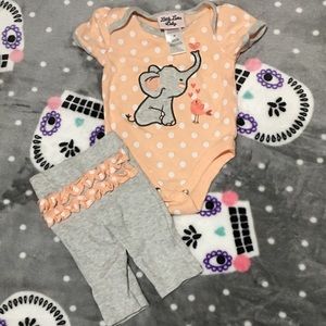 Little Lass Baby3m polkadot elephant onesie&pants